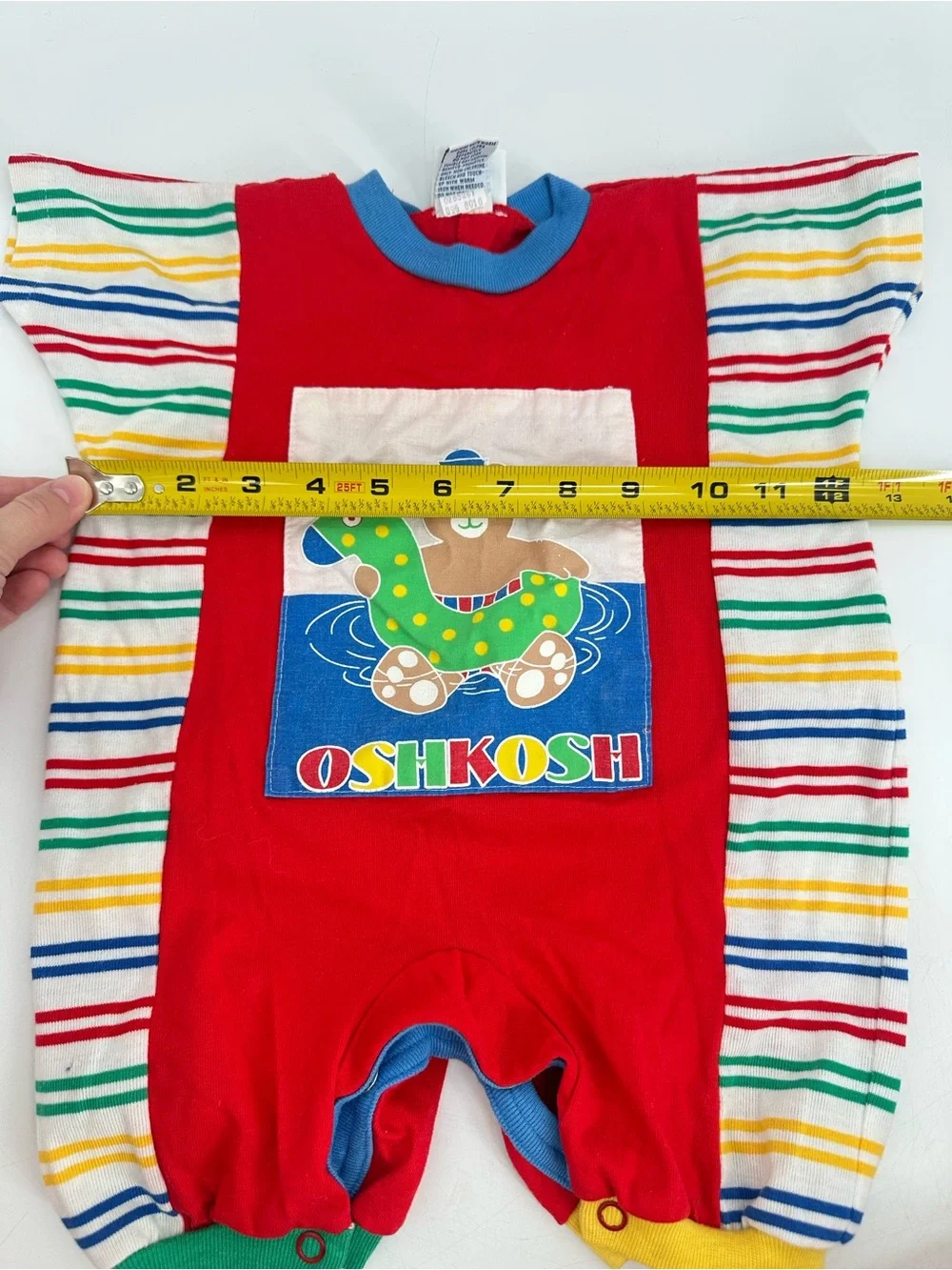 Vintage 90s OshKosh Colorblock Romper 6-9 Months Baby B’Gosh Snap 100% Cotton